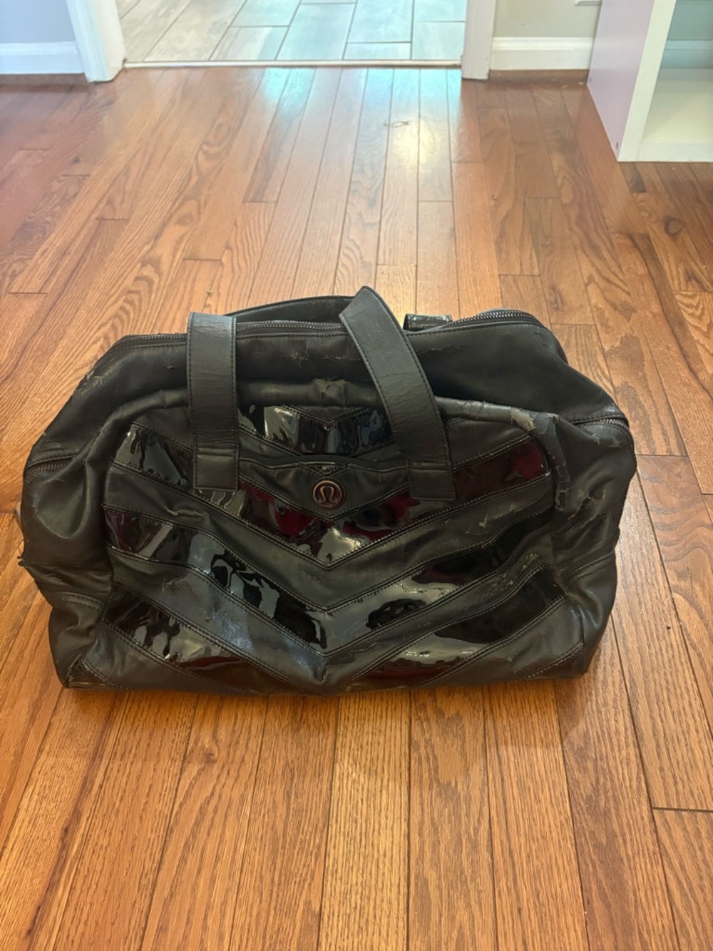 lululemon athletica Vintage Black Chevron Patent Duffel Bag